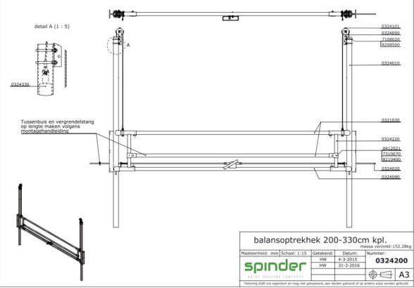 Spinder Uppdraganlegt Hlið 200-330cm